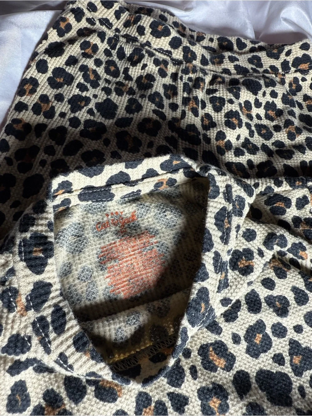 Cat & Jack Leopard Print Ribbed Pajama Set - Tan & Black